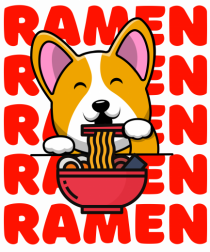 Kawaii Corgi Eating Ramen